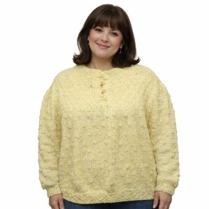 Handknit Sunny Yellow Puff Sleeve Popcorn stitch sweater